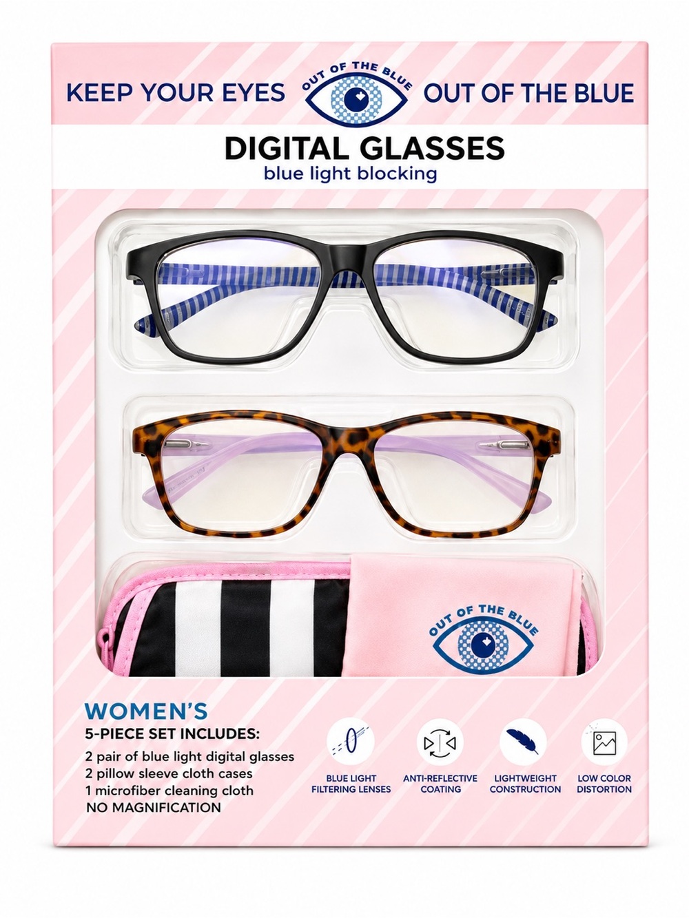 Women’s Blue Light Blocking Glasses Set - Black & Tortoiseshell